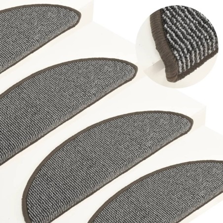 vidaXL Alfombras de peldaños de escalera 15 uds gris 56x17x3 cm