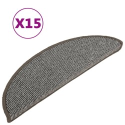 vidaXL Alfombras de peldaños de escalera 15 uds gris 56x17x3 cm
