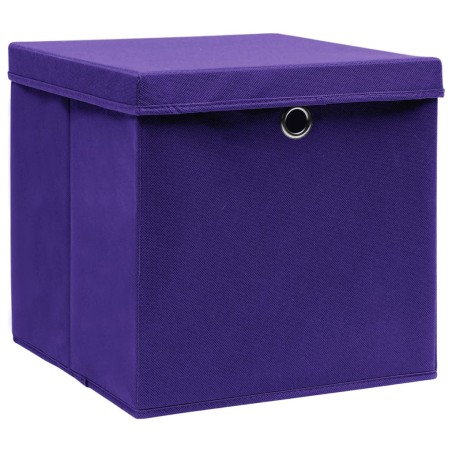 vidaXL Cajas de almacenaje con tapas 10 uds morado 28x28x28 cm