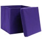 vidaXL Cajas de almacenaje con tapas 10 uds morado 28x28x28 cm