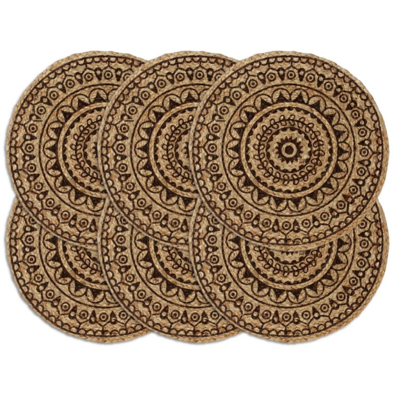vidaXL Mantel individual 6 unidades redondo yute marrón oscuro 38 cm vidaXL Mantel individual 6 unidades redondo yute marrón oscuro 38 cm