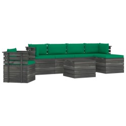 vidaXL Muebles de palés de jardín 7 piezas cojines madera maciza pino