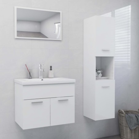vidaXL Juego de muebles de baño madera de ingeniería blanco brillo