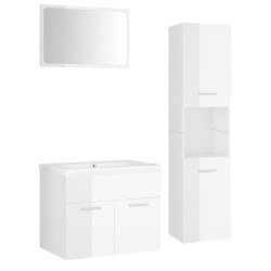 vidaXL Juego de muebles de baño madera de ingeniería blanco brillo
