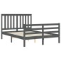 vidaXL Estructura de cama con cabecero madera maciza gris 140x190 cm
