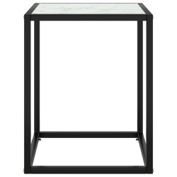 vidaXL Mesa de centro negra con vidrio de mármol blanco 40x40x50 cm