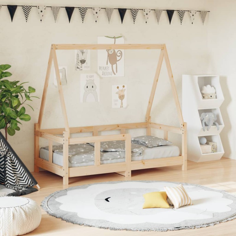 vidaXL Estructura de cama para niños madera maciza de pino 70x140 cm vidaXL Estructura de cama para niños madera maciza de pino 70x140 cm
