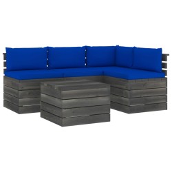 vidaXL Muebles de palés de jardín 5 piezas cojines madera maciza pino