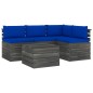 vidaXL Muebles de palés de jardín 5 piezas cojines madera maciza pino vidaXL Muebles de palés de jardín 5 piezas cojines madera maciza pino
