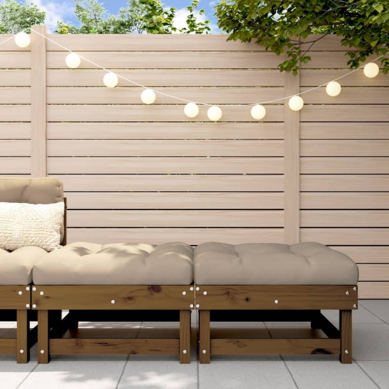 vidaXL Taburetes de jardín con cojines 2 uds madera pino marrón miel vidaXL Taburetes de jardín con cojines 2 uds madera pino marrón miel