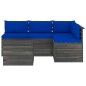 vidaXL Muebles de palés de jardín 5 piezas cojines madera maciza pino vidaXL Muebles de palés de jardín 5 piezas cojines madera maciza pino