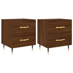 vidaXL Mesita noche 2 uds madera ingeniería marrón roble 40x35x47,5 cm