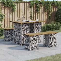 vidaXL Banco jardín diseño gaviones madera pino impregnada 100x70x72cm