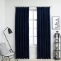 vidaXL Cortinas opacas ganchos 2 pzas terciopelo azul oscuro 140x175cm vidaXL Cortinas opacas ganchos 2 pzas terciopelo azul oscuro 140x175cm