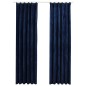 vidaXL Cortinas opacas ganchos 2 pzas terciopelo azul oscuro 140x175cm vidaXL Cortinas opacas ganchos 2 pzas terciopelo azul oscuro 140x175cm