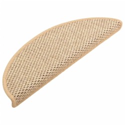vidaXL Alfombrilla autoadhesiva escalera sisal 15 uds beige 56x17x3 cm