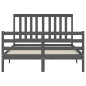 vidaXL Estructura de cama con cabecero madera maciza gris 140x190 cm