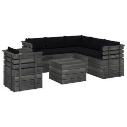 vidaXL Muebles de palets de jardín 7 piezas cojines madera maciza pino