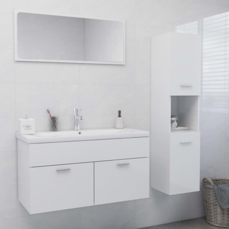 vidaXL Juego de muebles de baño madera de ingeniería blanco brillo