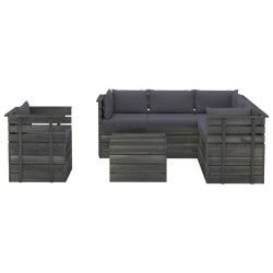 vidaXL Muebles de palets de jardín 7 piezas cojines madera maciza pino