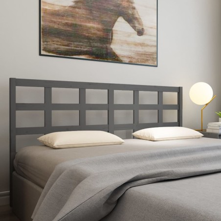 vidaXL Cabecero de cama madera maciza de pino gris 205,5x4x100 cm
