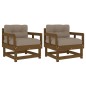 vidaXL Sillones de jardín cojines 2 uds madera maciza pino marrón miel vidaXL Sillones de jardín cojines 2 uds madera maciza pino marrón miel