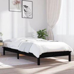 vidaXL Estructura cama individual madera maciza pino negra 90x190 cm