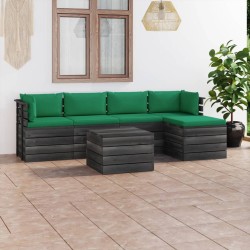 vidaXL Muebles de palés de jardín 6 piezas cojines madera maciza pino