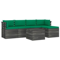 vidaXL Muebles de palés de jardín 6 piezas cojines madera maciza pino