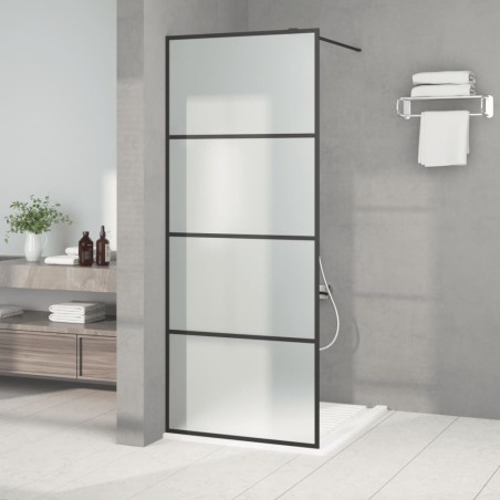 vidaXL Mampara de ducha vidrio ESG esmerilado negro 80x195 cm