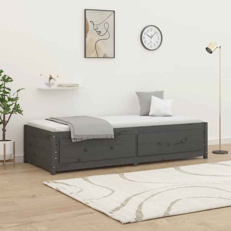 vidaXL Sofá cama madera maciza de pino gris 80x200 cm vidaXL Sofá cama madera maciza de pino gris 80x200 cm