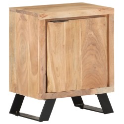 vidaXL Mesita de noche madera maciza acacia borde natural 40x30x50 cm