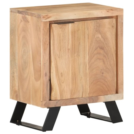vidaXL Mesita de noche madera maciza acacia borde natural 40x30x50 cm