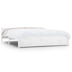 vidaXL Estructura de cama de madera maciza blanca 140x190 cm