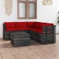 vidaXL Muebles de palets de jardín 6 piezas cojines madera maciza pino vidaXL Muebles de palets de jardín 6 piezas cojines madera maciza pino