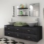 vidaXL Conjunto de muebles de baño con lavabo y grifo 9 piezas negro vidaXL Conjunto de muebles de baño con lavabo y grifo 9 piezas negro