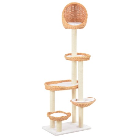 vidaXL Rascador para gatos con poste de sisal madera natural de sauce