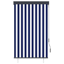 vidaXL Estor enrollable de exterior azul y blanco 100x250 cm