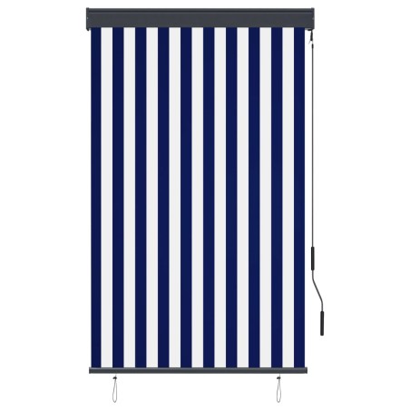 vidaXL Estor enrollable de exterior azul y blanco 100x250 cm