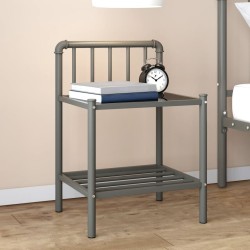 vidaXL Mesita de noche metal y vidrio gris y negro 45x34,5x62,5cm