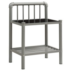 vidaXL Mesita de noche metal y vidrio gris y negro 45x34,5x62,5cm