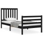 vidaXL Estructura de cama con cabecero madera maciza negro 90x200 cm