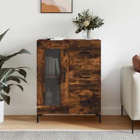 vidaXL Aparador de madera de ingeniería roble ahumado 69,5x34x90 cm