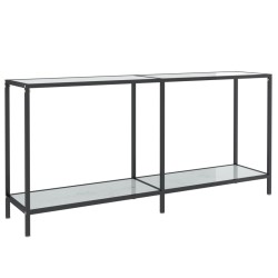 vidaXL Mesa consola vidrio templado blanco 160x35x75,5 cm