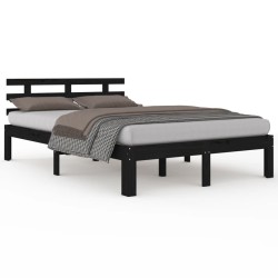 vidaXL Estructura de cama de madera maciza negro 140x190 cm