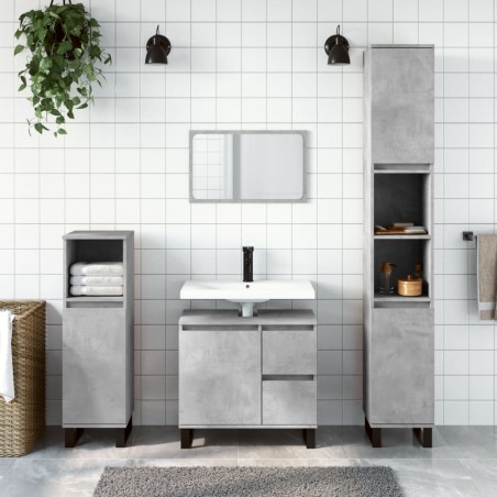 vidaXL Armario de baño madera contrachapada gris hormigón 65x33x60 cm