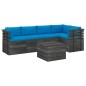 vidaXL Muebles de palets para jardín 6 pzas cojines madera maciza pino