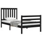 vidaXL Estructura de cama con cabecero madera maciza negro 90x200 cm