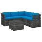 vidaXL Muebles de palets para jardín 6 pzas cojines madera maciza pino