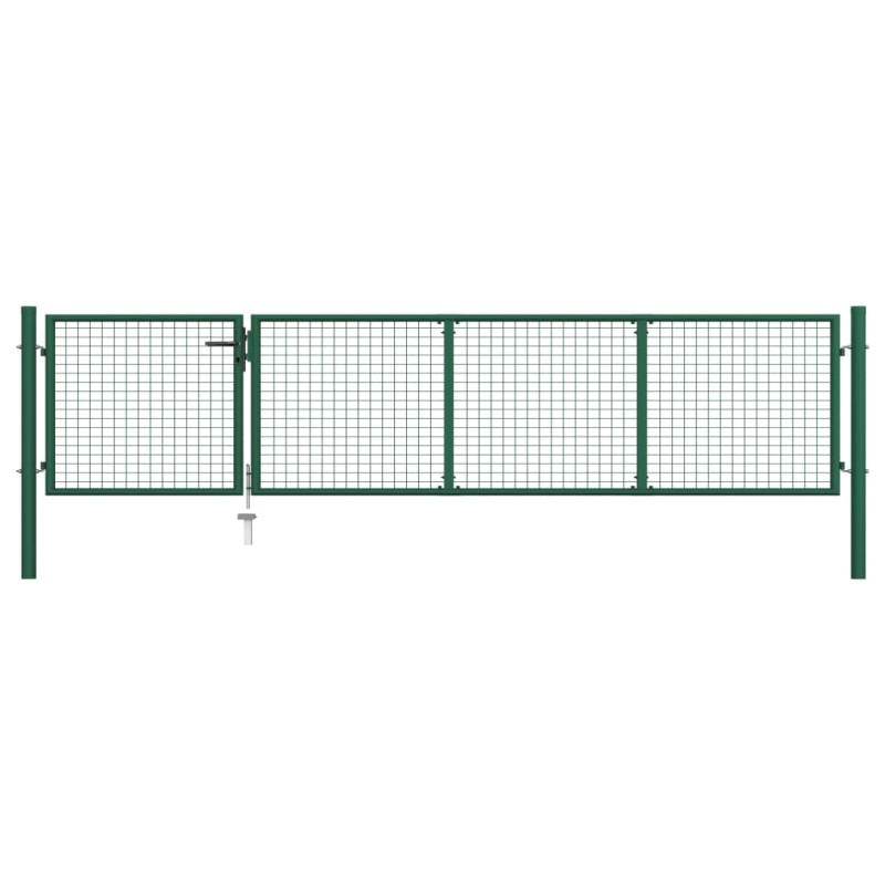 vidaXL Puerta de jardín de acero verde 350x75 cm vidaXL Puerta de jardín de acero verde 350x75 cm